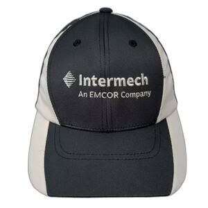 Sport-Tek Baseball Cap Black White One Size Intermech Embroidered Strapback Hat